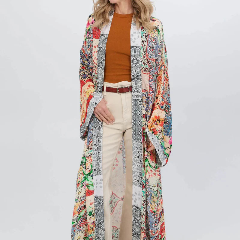 Mixed Floral Long Kimono Duster - AngraBech