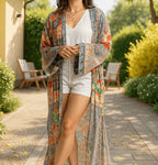 Mixed Floral Long Kimono Duster - AngraBech