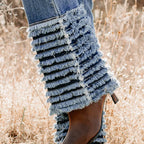 Mid Rise Frayed Hem Cello Flare Jeans Medium - AngraBech