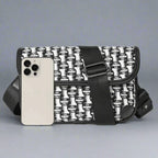 Jacquard Canvas Men Crossbody Messenger Bag Flap Shoulder - AngraBech