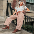 High Spirits Limited Edition Striped Barrel Jeans Caramel - AngraBech