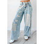 Annabell Pol Patchwork Wide Leg Jeans Denim - AngraBech