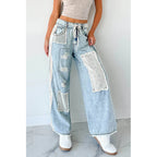 Annabell Pol Patchwork Wide Leg Jeans Denim - AngraBech