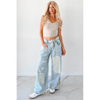 Annabell Pol Patchwork Wide Leg Jeans Denim - AngraBech
