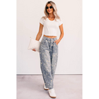 Rae Floral Stripe Wide Leg Barrel Jeans Denim - AngraBech