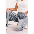 Rae Floral Stripe Wide Leg Barrel Jeans Denim - AngraBech