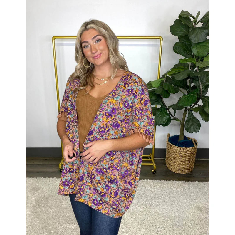 Fiona Floral Tassel Fringe Kimono - AngraBech