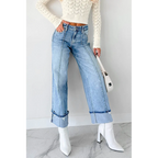 Isla Mid Rise Cuffed Wide Leg Hidden Jeans Medium - AngraBech