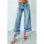 Isla Mid Rise Cuffed Wide Leg Hidden Jeans Medium - AngraBech