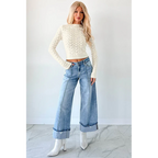 Isla Mid Rise Cuffed Wide Leg Hidden Jeans Medium - AngraBech
