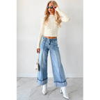 Isla Mid Rise Cuffed Wide Leg Hidden Jeans Medium - AngraBech