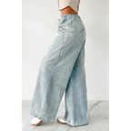 Franklin Striped Drawstring Wide Leg Jeans Denim - AngraBech