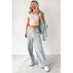 Franklin Striped Drawstring Wide Leg Jeans Denim - AngraBech