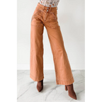 Henley Wide Leg Mica Denim Jeans Cinnamon - AngraBech
