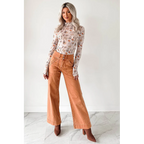 Henley Wide Leg Mica Denim Jeans Cinnamon - AngraBech
