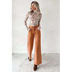 Henley Wide Leg Mica Denim Jeans Cinnamon - AngraBech