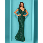 Fancy Mermaid Sequin Evening Gown - AngraBech