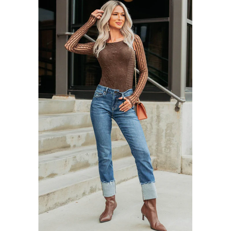 Ava Straight Leg Cuffed Mica Denim Jeans Dark - AngraBech