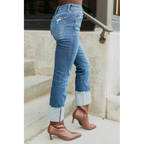 Ava Straight Leg Cuffed Mica Denim Jeans Dark - AngraBech