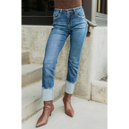 Ava Straight Leg Cuffed Mica Denim Jeans Dark - AngraBech