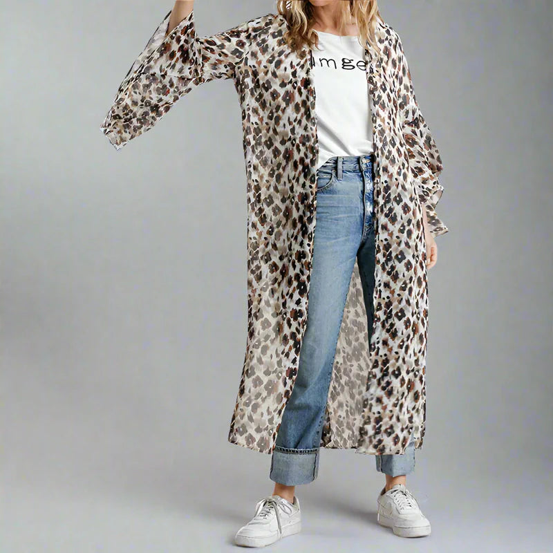 Long Animal Print Kimono - AngraBech