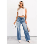 Zari High Rise Straight Leg Mica Denim Jeans Medium - AngraBech