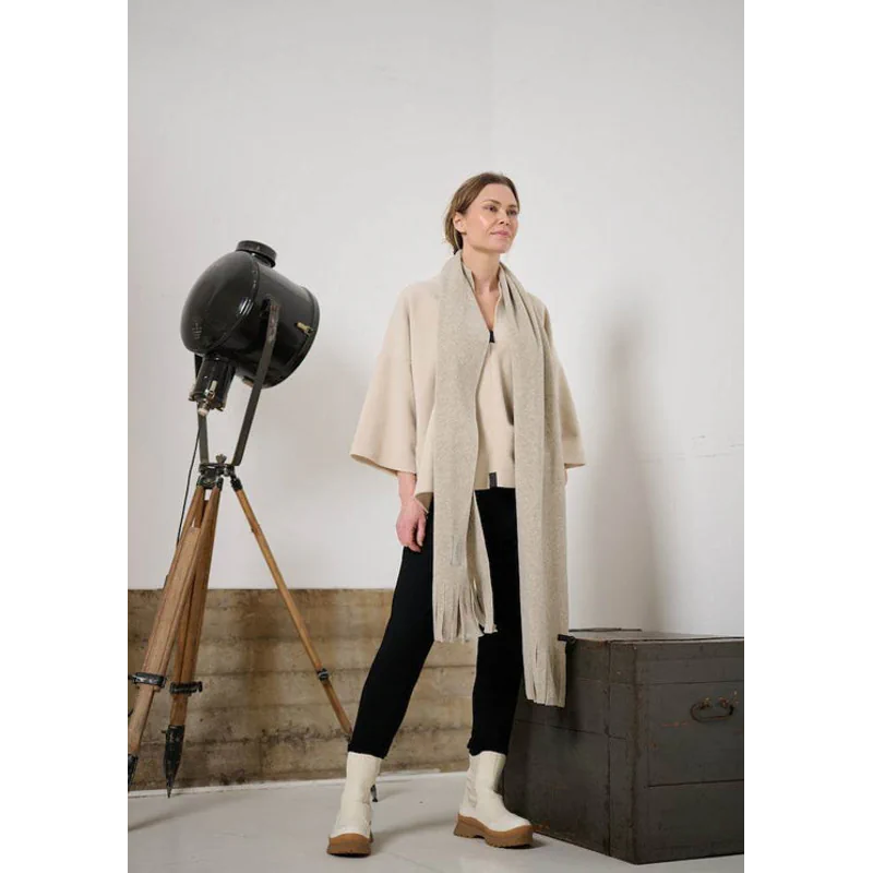 Scarf W Fringes 4107 Sand - AngraBech
