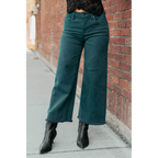 Walter High Rise Wide Crop Risen Jeans Hunter Green - AngraBech