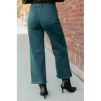 Walter High Rise Wide Crop Risen Jeans Hunter Green - AngraBech