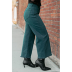 Walter High Rise Wide Crop Risen Jeans Hunter Green - AngraBech