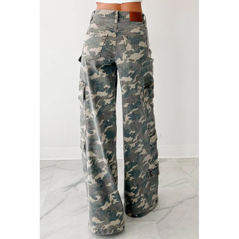 Kayla High Rise Cargo Hidden Jeans Camouflage - AngraBech