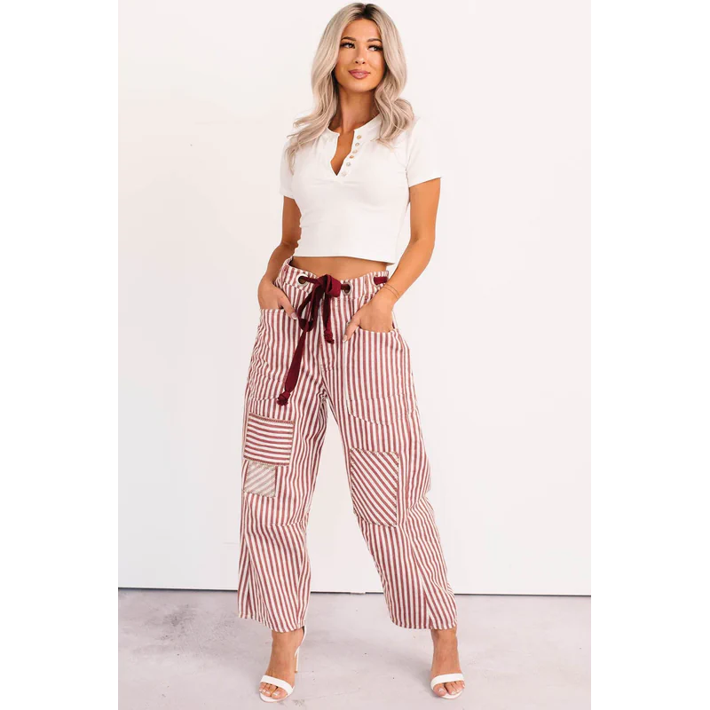 High Spirits Limited Edition Striped Barrel Jeans Raspberry - AngraBech