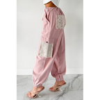 Sweet Melody Crochet Denim Pol Joggers Powder Pink - AngraBech