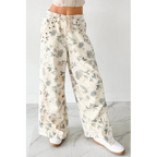 Lorelei Wide Leg Floral Pol Jeans Cream Floral - AngraBech