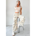 Lorelei Wide Leg Floral Pol Jeans Cream Floral - AngraBech