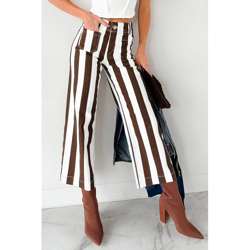 Julia Wide Leg Mica Denim Cropped Jeans Ear Brown - AngraBech