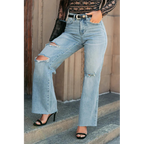 Romero Mid Rise Ripped Judy Blue Wide Leg Jeans Light - AngraBech