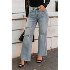 Romero Mid Rise Ripped Judy Blue Wide Leg Jeans Light - AngraBech