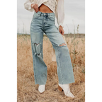 Romero Mid Rise Ripped Judy Blue Wide Leg Jeans Light - AngraBech