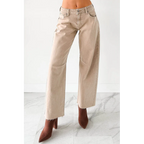 Always Next To Me Mid Rise Barrel Jeans Vintage Khaki - AngraBech