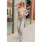 Cecily Mid Rise Wide Leg Mica Denim Jeans Grey - AngraBech