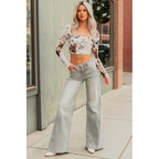 Cecily Mid Rise Wide Leg Mica Denim Jeans Grey - AngraBech