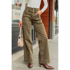 Henley Wide Leg Mica Denim Jeans Fern Green - AngraBech