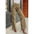 Henley Wide Leg Mica Denim Jeans Fern Green - AngraBech