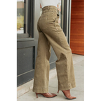 Henley Wide Leg Mica Denim Jeans Fern Green - AngraBech