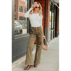 Henley Wide Leg Mica Denim Jeans Fern Green - AngraBech