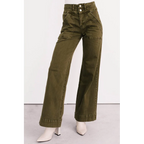 Henley Wide Leg Mica Denim Jeans Fern Green - AngraBech