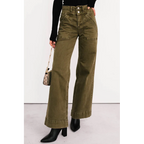 Henley Wide Leg Mica Denim Jeans Fern Green - AngraBech