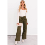 Henley Wide Leg Mica Denim Jeans Fern Green - AngraBech