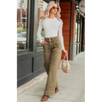 Henley Wide Leg Mica Denim Jeans Fern Green - AngraBech